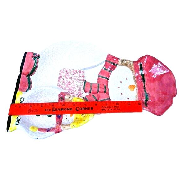 Vintage Huge Holiday Snowman Ceramic Serving Tray 16" by Cardinal Hand Painted - Picture 2 of 8